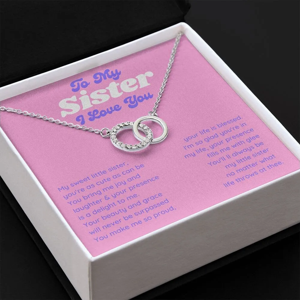 To My Sister I Love You Double Interlocking Circles White Gold, Sister Love Necklace, Sister Gift Necklace