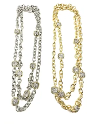 Twisted Links with Pave CZ Necklace